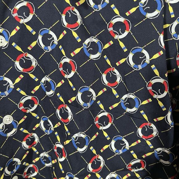 Maus & Hoffman Nautical Buoy Boating Short Sleeve Button Up Shirt Men's XL NWT! - Picture 2 of 5